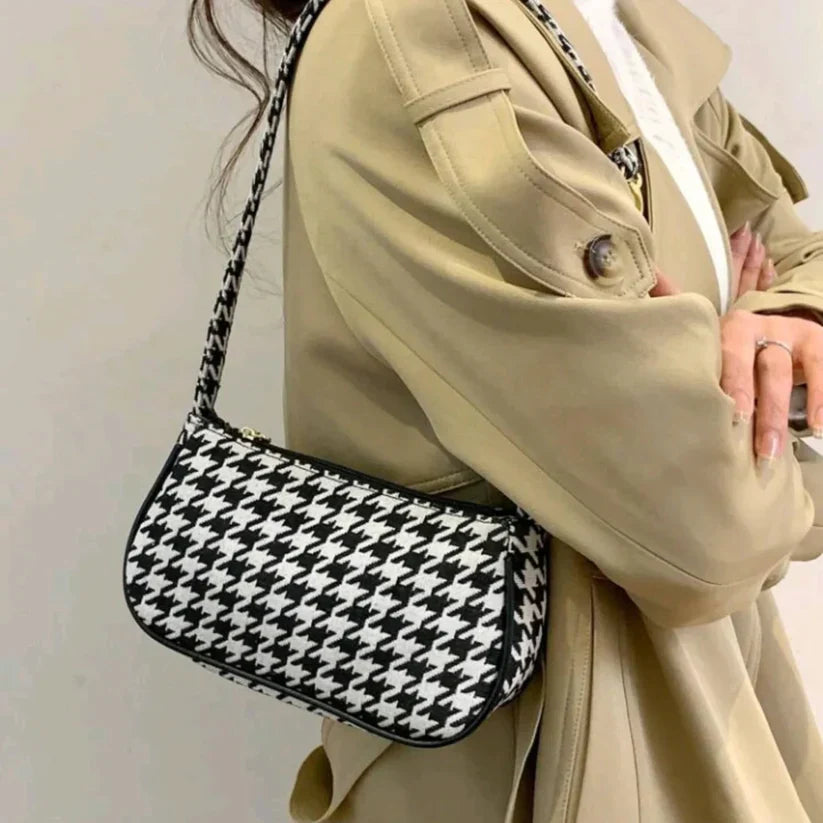 Chic Bold Elegance Houndstooth Crossbody Bag