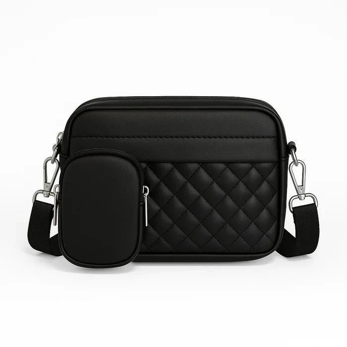 Quilted CrossBody Bag With Coin Pocket C-AR-9 Black - HiGirlz