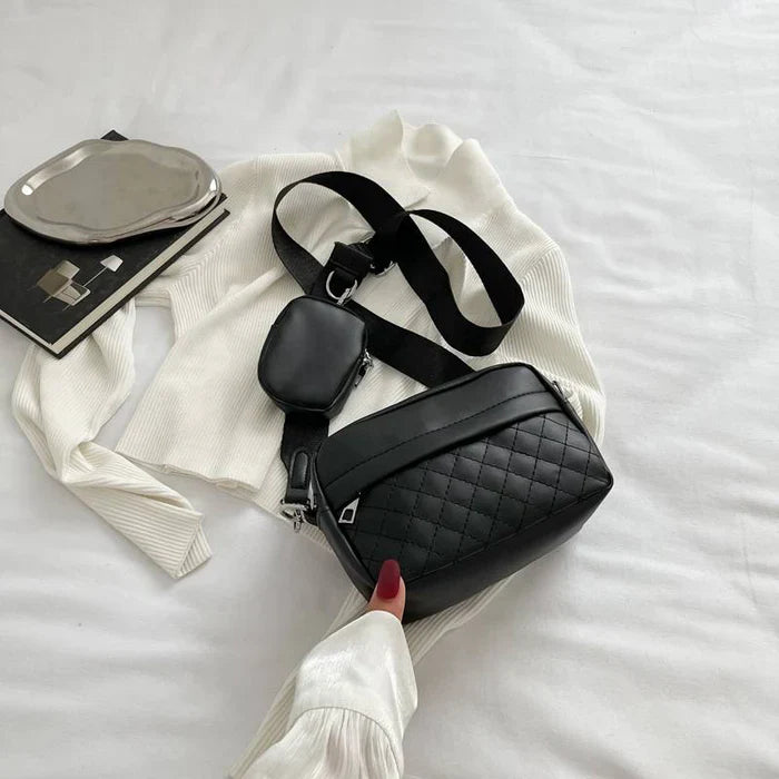 Quilted CrossBody Bag With Coin Pocket C-AR-9 Black - HiGirlz