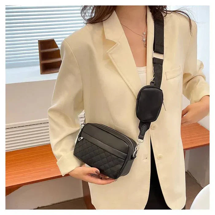 Quilted CrossBody Bag With Coin Pocket C-AR-9 Black - HiGirlz