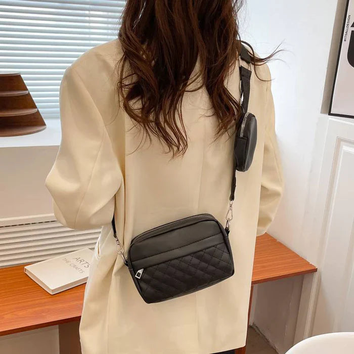 Quilted CrossBody Bag With Coin Pocket C-AR-9 Black - HiGirlz