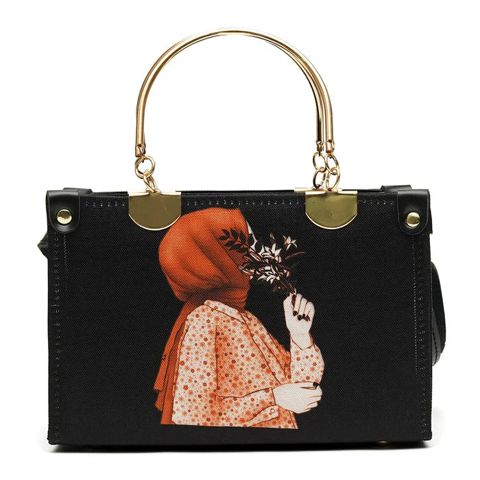 Artistic Printed Shoulder Bag Black - HiGirlz