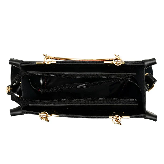 Artistic Printed Shoulder Bag Black - HiGirlz