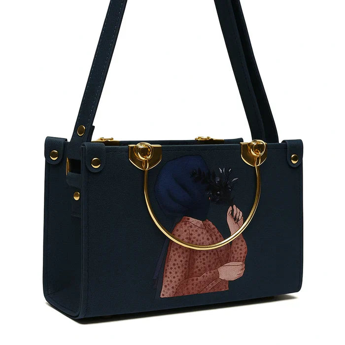 Artistic Printed Shoulder Bag Blue - HiGirlz