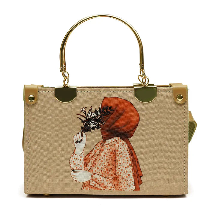 Artistic Printed Shoulder Bag Beige - HiGirlz
