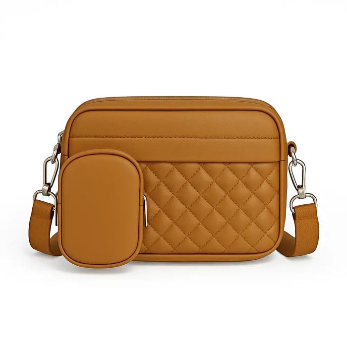 Quilted Crossbody Bag with Coin Pocket Brown - HiGirlz